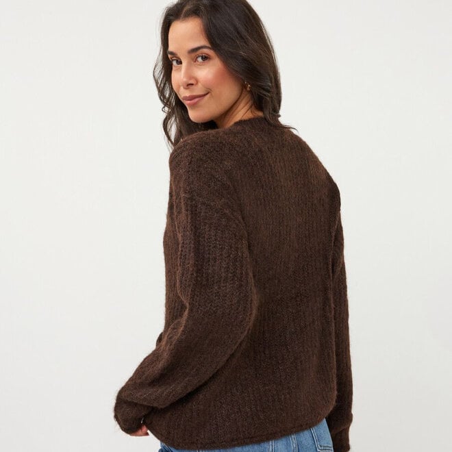 Cardigan Heart Buttons Coffee