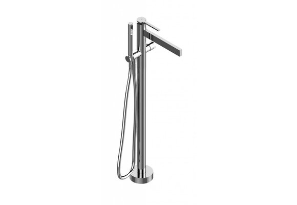 Aquabrass - Time - Floormount Tub Filler + Handshower - Polished Chrome
