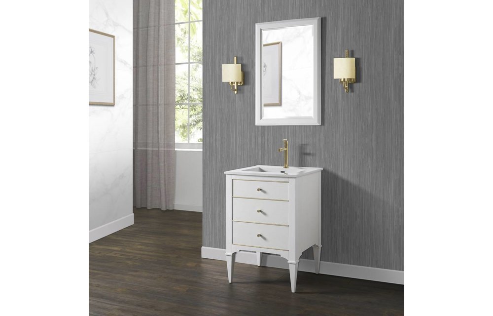 Fairmont - Charlottesville w/Brass 24" Vanity - Polar White - 1509-V24