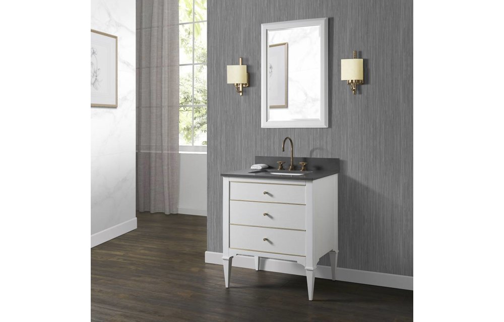 Fairmont - Charlottesville w/Brass 30" Vanity - Polar White - 1509-V30