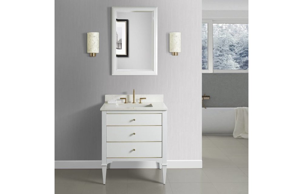 Fairmont - Charlottesville w/Brass 30" Vanity - Polar White - 1509-V30