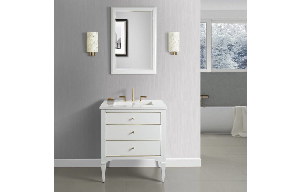 Fairmont - Charlottesville w/Brass 30" Vanity - Polar White - 1509-V30