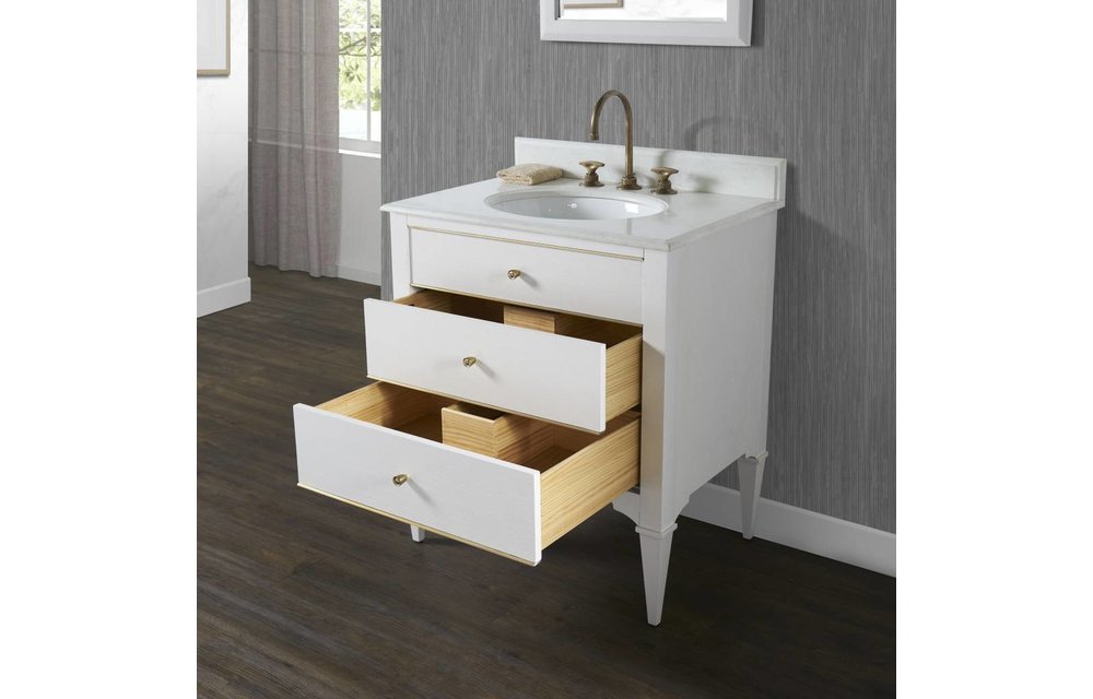 Fairmont - Charlottesville w/Brass 30" Vanity - Polar White - 1509-V30