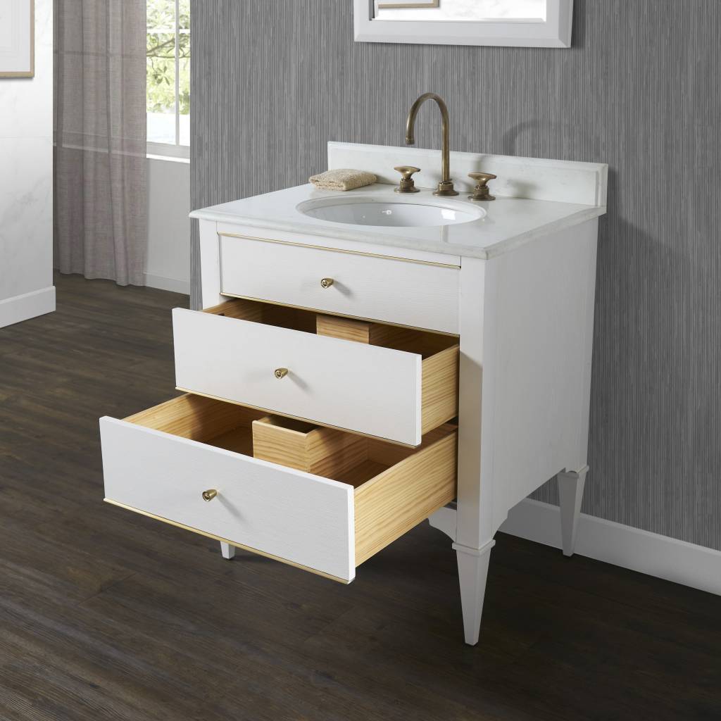 Fairmont Charlottesville 30 Inch White Bathroom Vanity Dupont