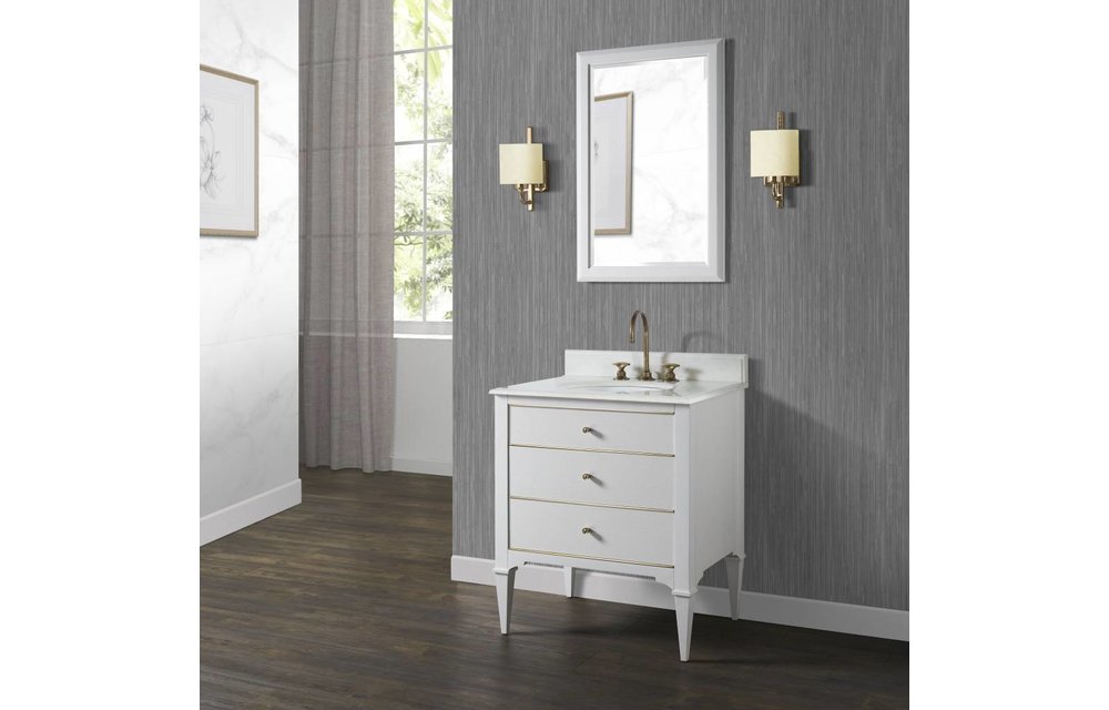Fairmont - Charlottesville w/Brass 30" Vanity - Polar White - 1509-V30