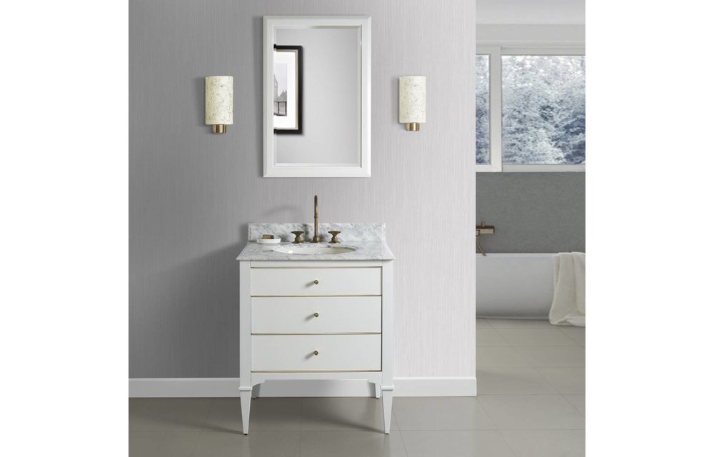 Fairmont - Charlottesville w/Brass 30" Vanity - Polar White - 1509-V30