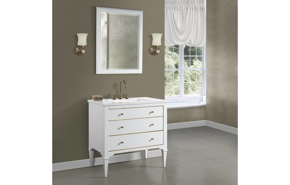 Fairmont - Charlottesville w/Brass 36" Vanity - Polar White - 1509-V36