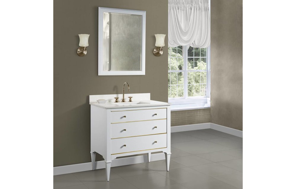 Fairmont - Charlottesville w/Brass 36" Vanity - Polar White - 1509-V36