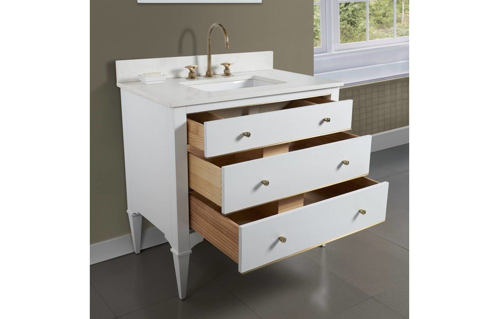 Fairmont - Charlottesville w/Brass 36" Vanity - Polar White - 1509-V36