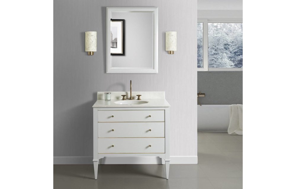 Fairmont - Charlottesville w/Brass 36" Vanity - Polar White - 1509-V36