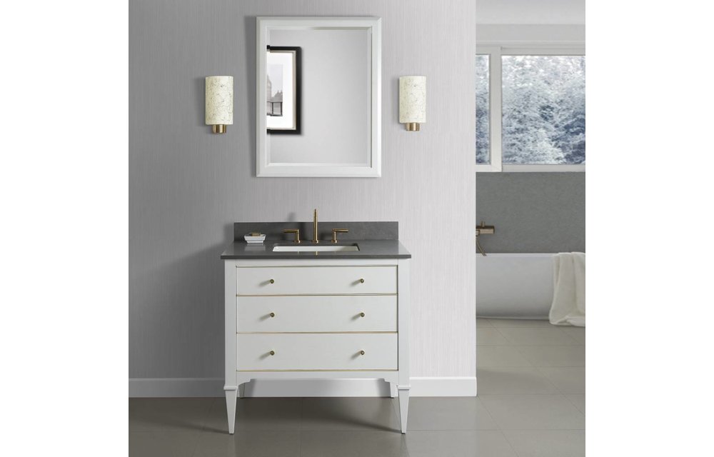 Fairmont - Charlottesville w/Brass 36" Vanity - Polar White - 1509-V36