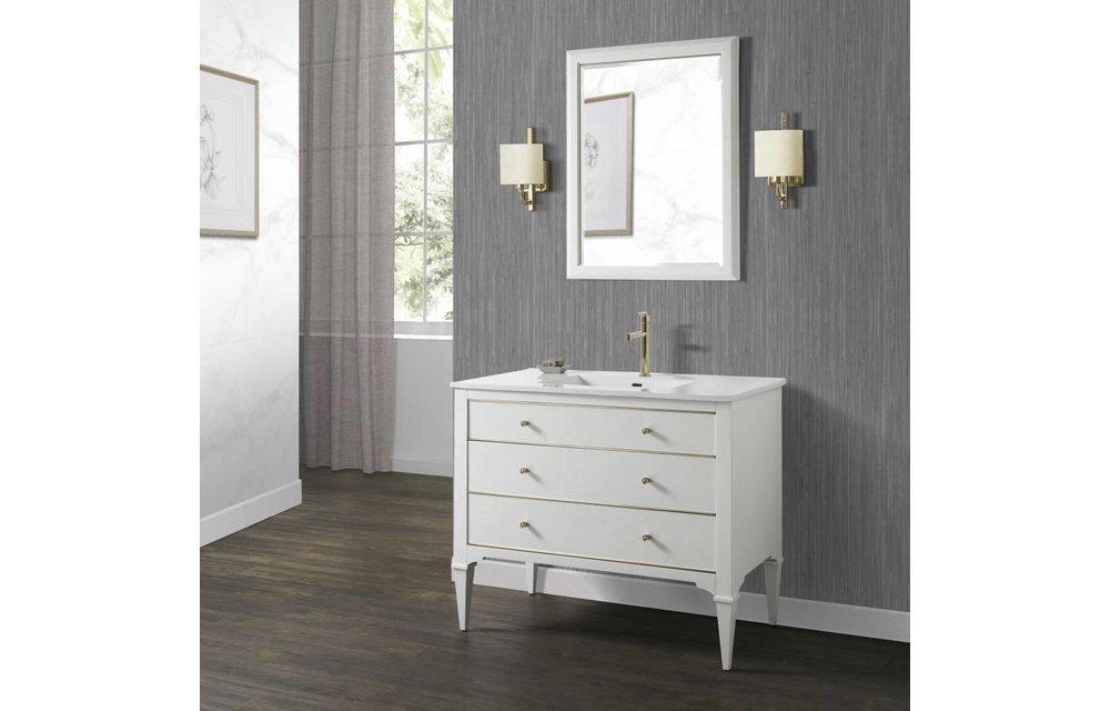 Fairmont - Charlottesville w/Brass 42" Vanity - Polar White - 1509-V42