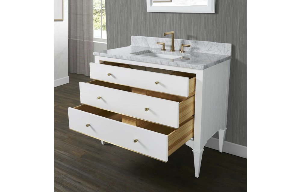 Fairmont - Charlottesville w/Brass 42" Vanity - Polar White - 1509-V42