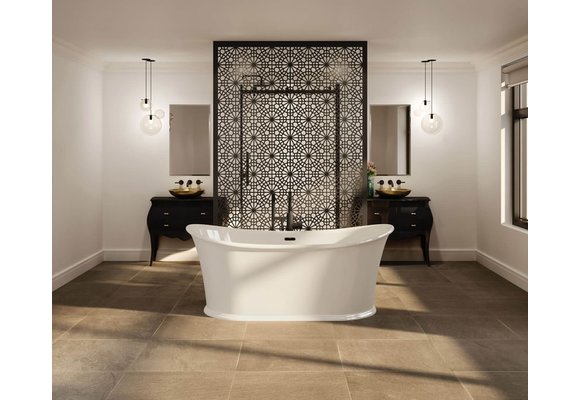 MAAX - Elina - 66 x 34 Acrylic Freestanding Center Drain Bathtub - Skirted White