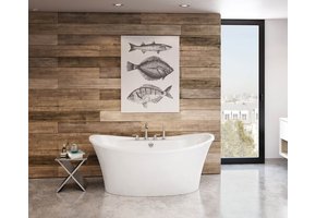 MAAX - Ariosa 6636 Acrylic Freestanding Center Drain Bathtub in White with White Skirt -