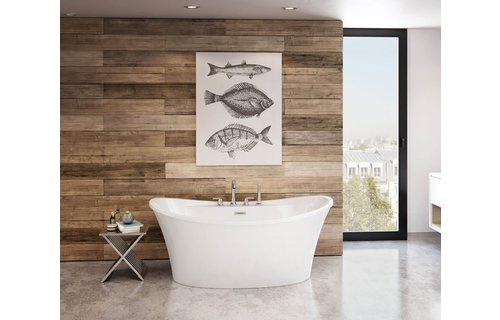 MAAX - Ariosa 6636 Acrylic Freestanding Center Drain Bathtub in White with White Skirt -