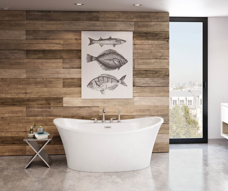 MAAX - Ariosa 6636 Acrylic Freestanding Center Drain Bathtub in White with White Skirt -