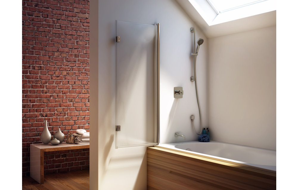Kalia - FLIP 90' 2-panel Frameless Pivot Bath shield 46''' x 56''