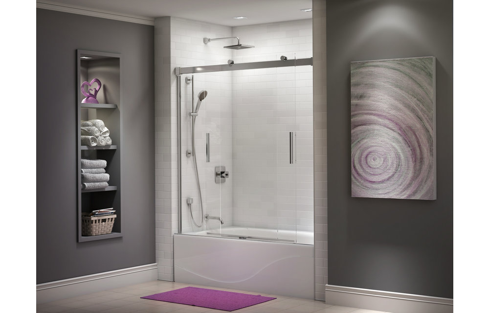 Kalia - AKCESS Bathtub Door 60'' x 60'' Chrome Clear Duraclean Glass