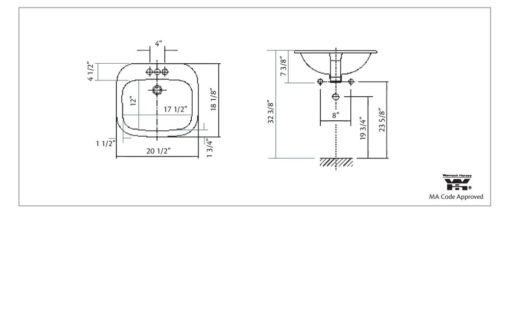 Cheviot - IBIZA DROP-IN SINK, WHITE, 4" DRILLING - 1108-WH-4