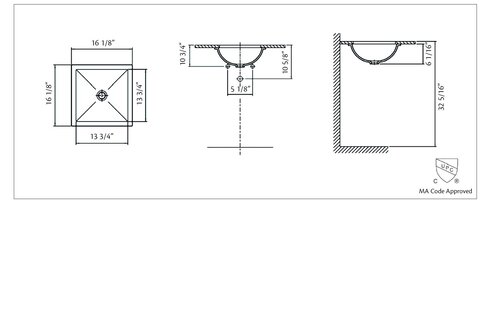 Cheviot - SQUARE DROP-IN/UNDERMOUNT SINK, WHITE - 1179-WH