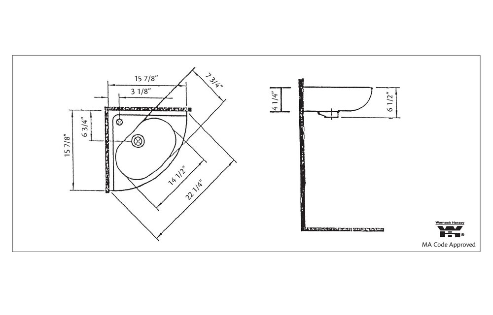 Cheviot - WALL-MOUNT CORNER SINK, WHITE, SINGLE HOLE DRILLING - 1350-WH-1