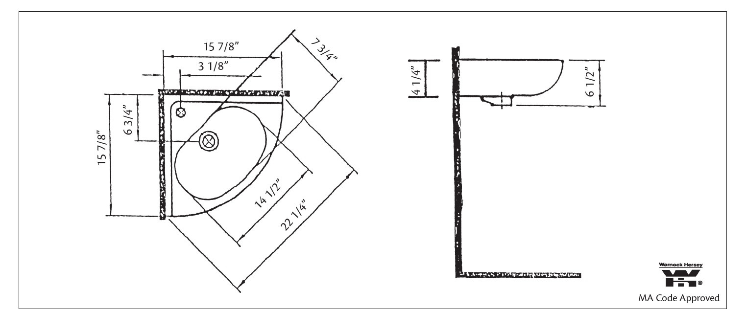 Cheviot - WALL-MOUNT CORNER SINK, WHITE, SINGLE HOLE DRILLING - 1350-WH-1