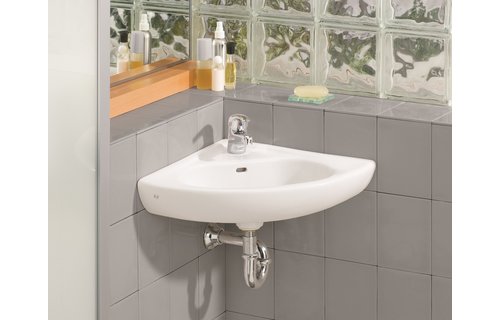 Cheviot - WALL-MOUNT CORNER SINK, WHITE, SINGLE HOLE DRILLING - 1350-WH-1