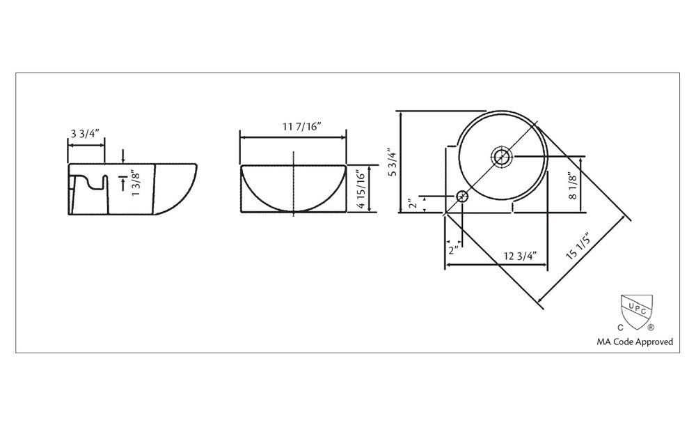 Cheviot - CORNER VESSEL/WALL-MOUNT SINK, WHITE, SINGLE HOLE DRILLING - 1349-WH-1