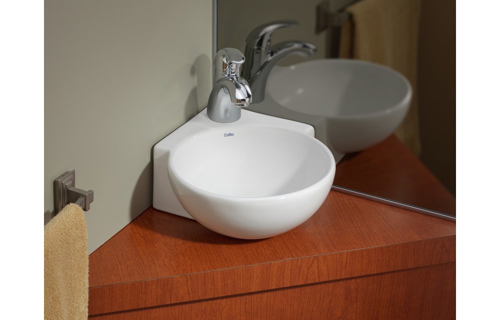 Cheviot - CORNER VESSEL/WALL-MOUNT SINK, WHITE, SINGLE HOLE DRILLING - 1349-WH-1