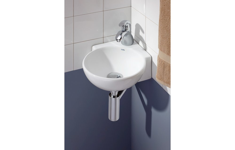 Cheviot - CORNER VESSEL/WALL-MOUNT SINK, WHITE, SINGLE HOLE DRILLING - 1349-WH-1