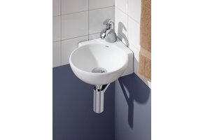 Cheviot - CORNER VESSEL/WALL-MOUNT SINK, WHITE, SINGLE HOLE DRILLING - 1349-WH-1