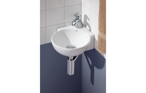 Cheviot - CORNER VESSEL/WALL-MOUNT SINK, WHITE, SINGLE HOLE DRILLING - 1349-WH-1