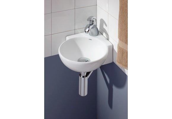 Cheviot - CORNER VESSEL/WALL-MOUNT SINK, WHITE, SINGLE HOLE DRILLING - 1349-WH-1