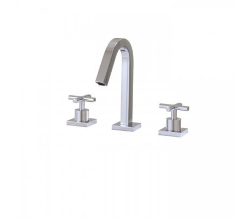 Aquabrass - XSquare - Short Widespread Lavatory Faucet - Polished Chrome