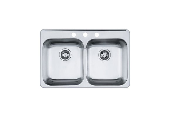 Reginox 20.5" X 311/4" X 7" Drop-in 3-Hole  Double Bowl Kitchen Sink