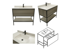 Aktuell - VANITY GREY OAK & COMPTOIR/LAVABO 100CM - AKK1917100KCB-C208