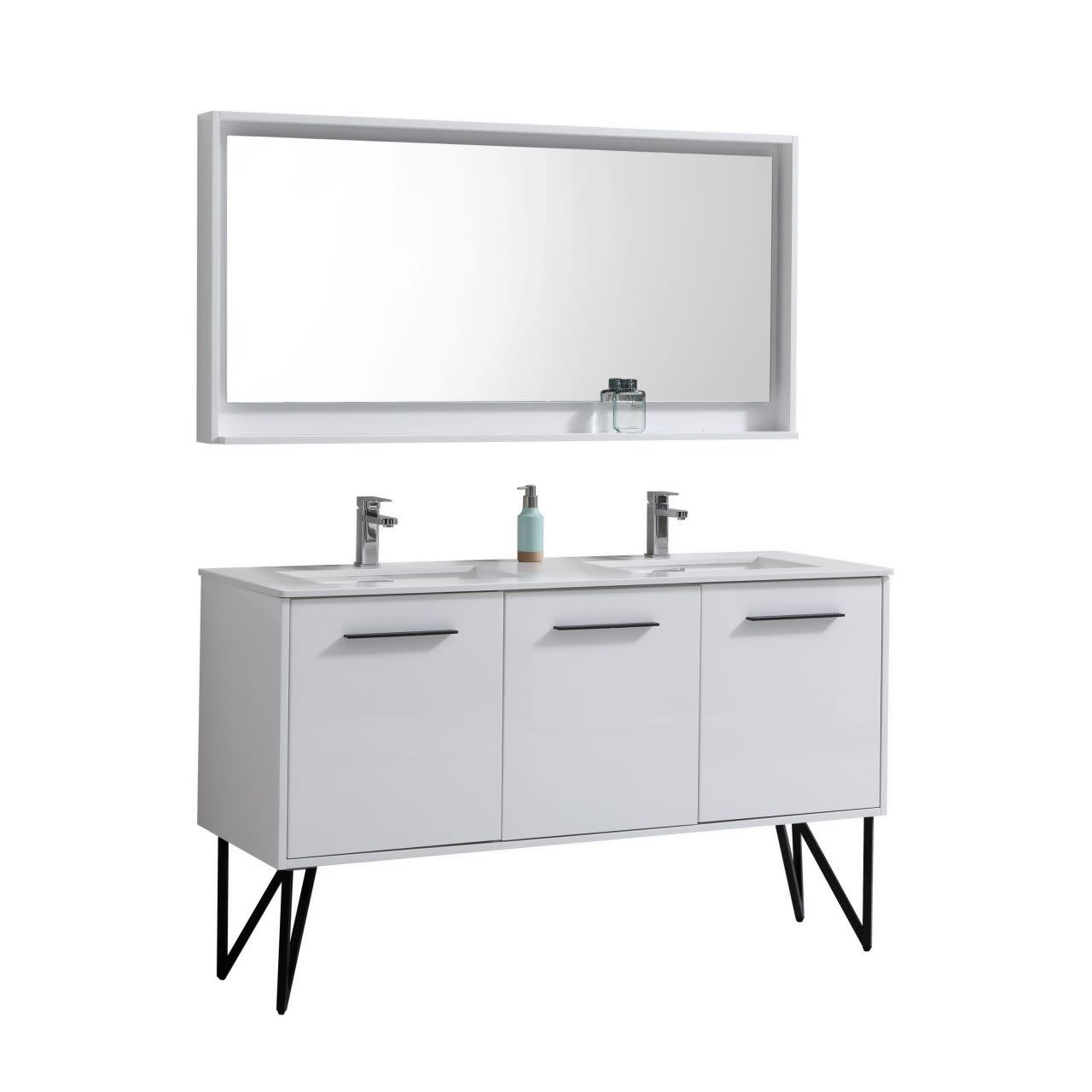 KUBEBATH - 60" Double - Bosco - Vanity + Quartz Top