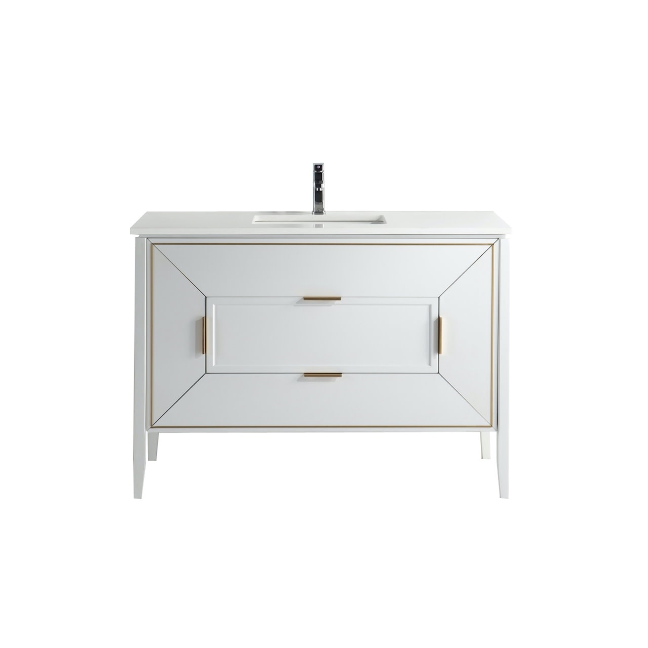 KUBEBATH - 48" - Vetro - Vanity + Quartz Top (Backsplash Free)