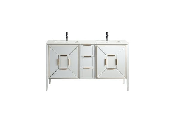 KUBEBATH - 60" - Vetro - Vanity + Quartz Top (Backsplash Free)