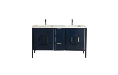 KUBEBATH - 60" - Vetro - Vanity + Quartz Top (Backsplash Free)