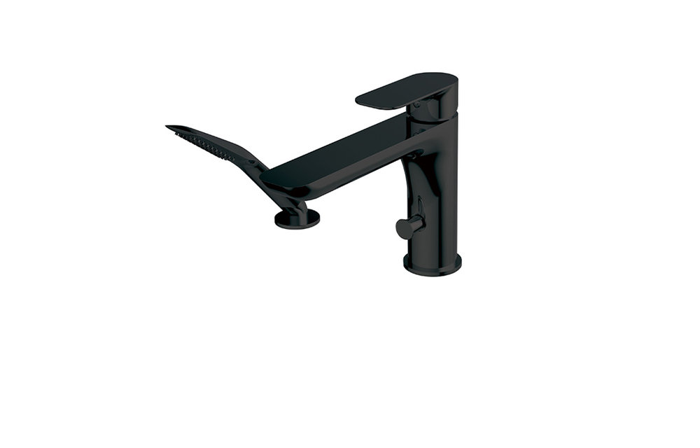 Aquabrass - Must - 2PC - Deckmount Tub Filler + Hand Shower - Electro Black