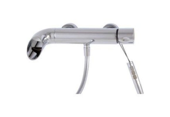 Aquabrass - Onlyone - Wallmount Tub Filler + Hand Shower - Polished Chrome