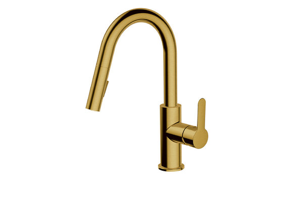 Aquabrass - Barley - Prep Pull-down Kitchen Faucet - Dual Stream - Brushed Gold PVD