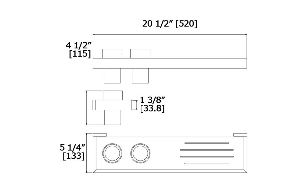 LaLOO - Steele II - Slotted Stainless Shelf + 2 Dispensers