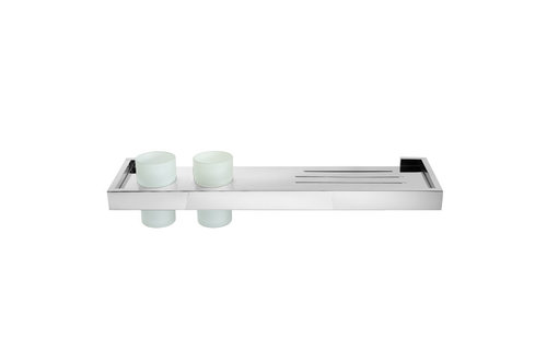 LaLOO - Steele II - Single Stainless Shelf + 2 Frosted Tumblers