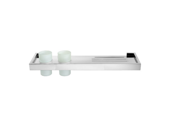 LaLOO - Steele II - Single Stainless Shelf + 2 Frosted Tumblers