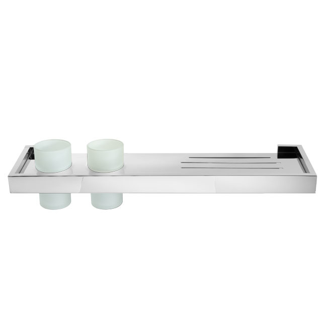 LaLOO - Steele II - Single Stainless Shelf + 2 Frosted Tumblers
