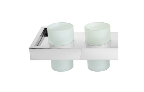 LaLOO - Steele II - Single Stainless Shelf + 2 Frosted Tumblers