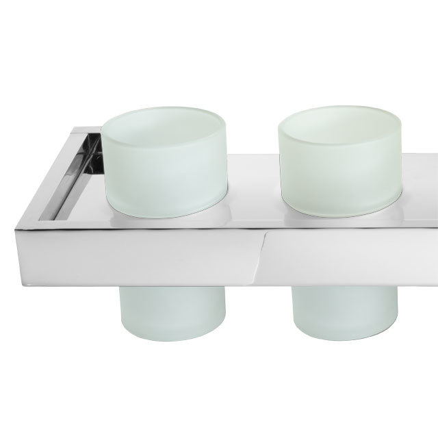 LaLOO - Steele II - Single Stainless Shelf + 2 Frosted Tumblers